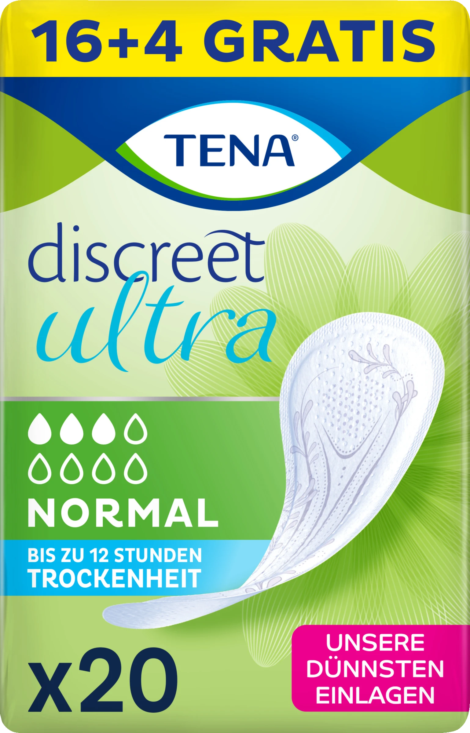 TENA Discreet Ultra Normal Einlagen 16+4 3 TENA Discreet Ultra Normal Einlagen 16+4