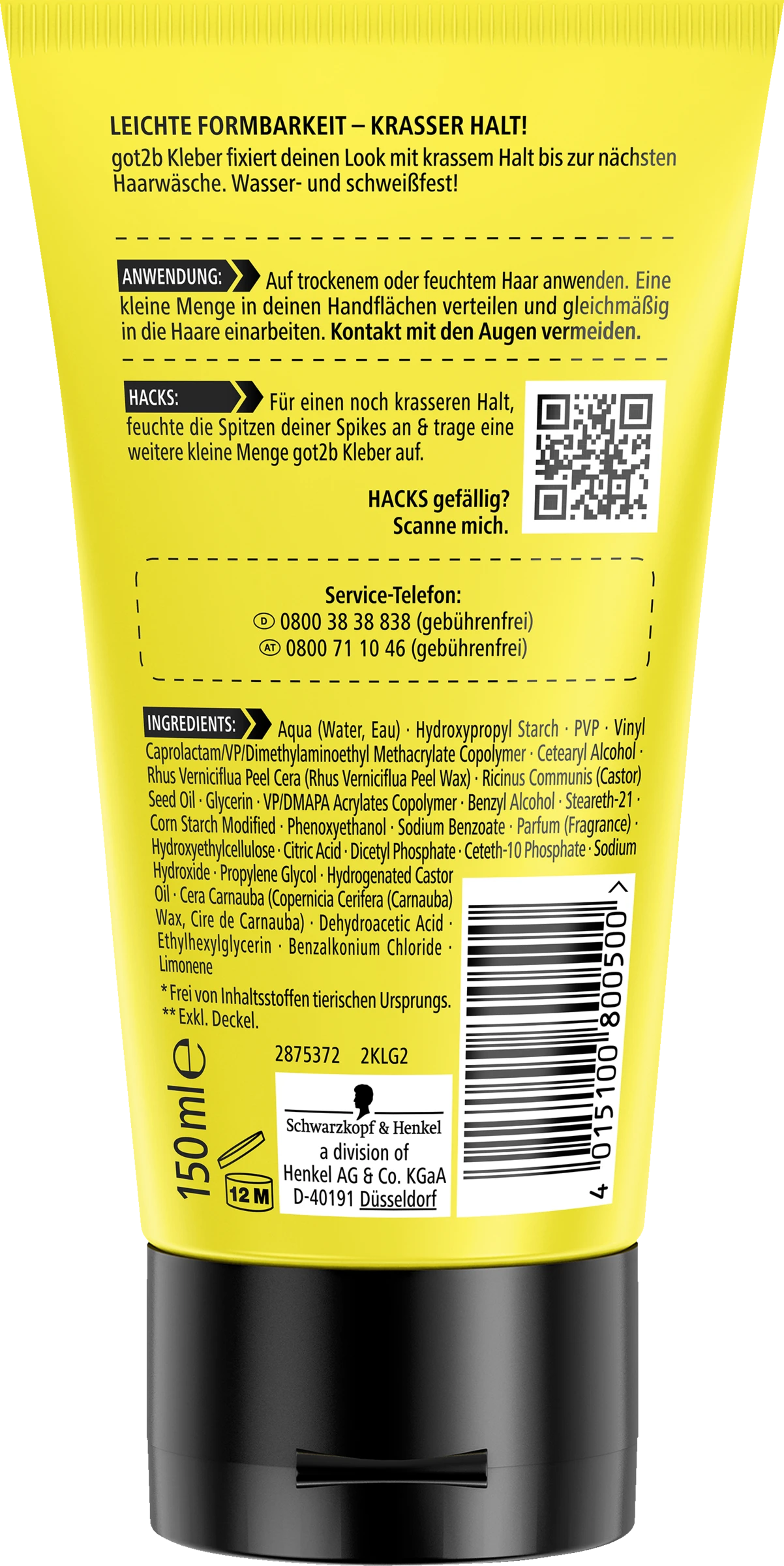 Schwarzkopf Got2b Kleber Wasserfestes Styling Gel 4 Schwarzkopf Got2b Kleber Wasserfestes Styling Gel – Bild 2