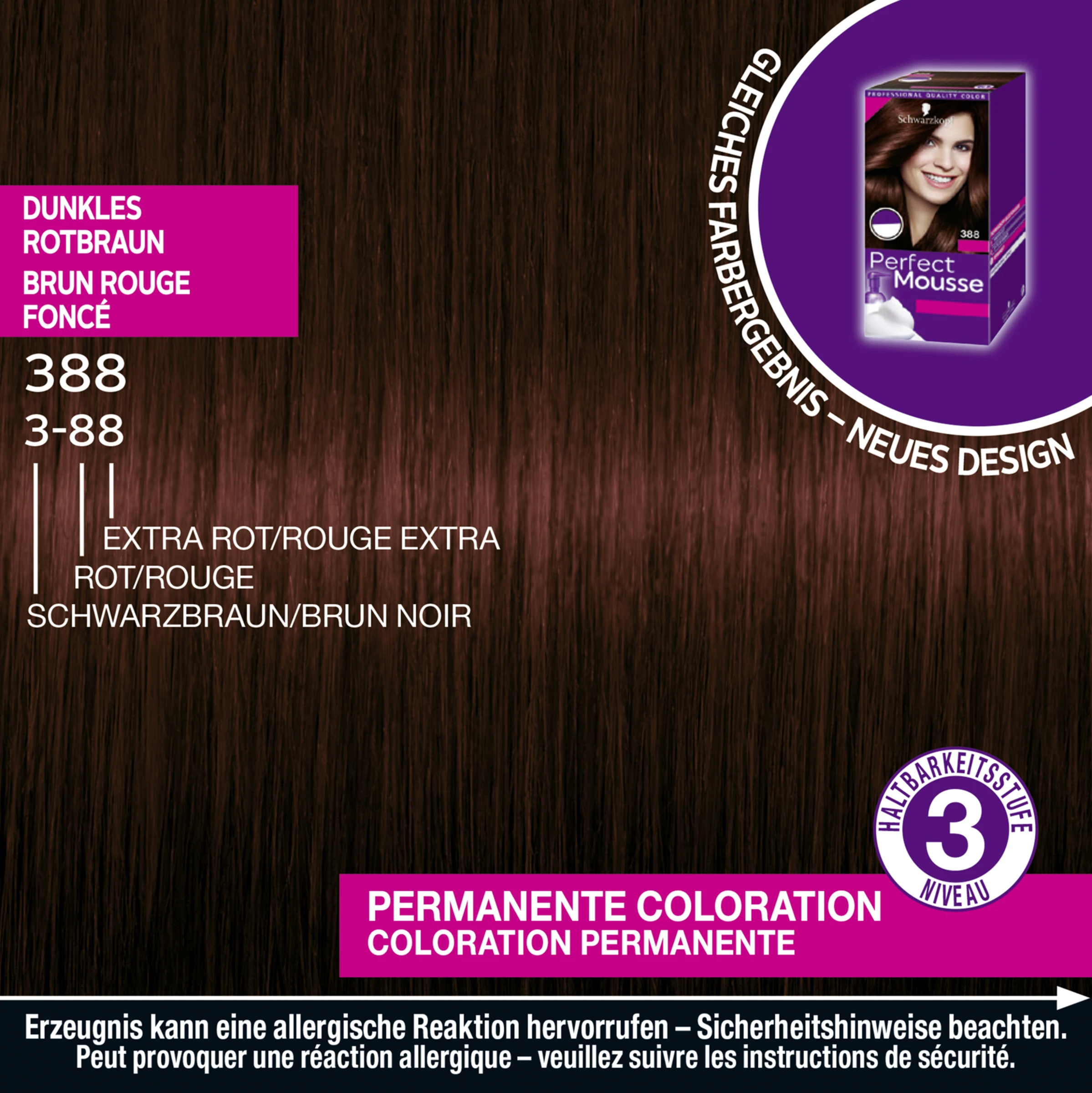 Schwarzkopf Perfect Mousse Perfect Mousse Schaumcoloration 388 Dunkles Rotbraun 5 Schwarzkopf Perfect Mousse Perfect Mousse Schaumcoloration 388 Dunkles Rotbraun – Bild 3