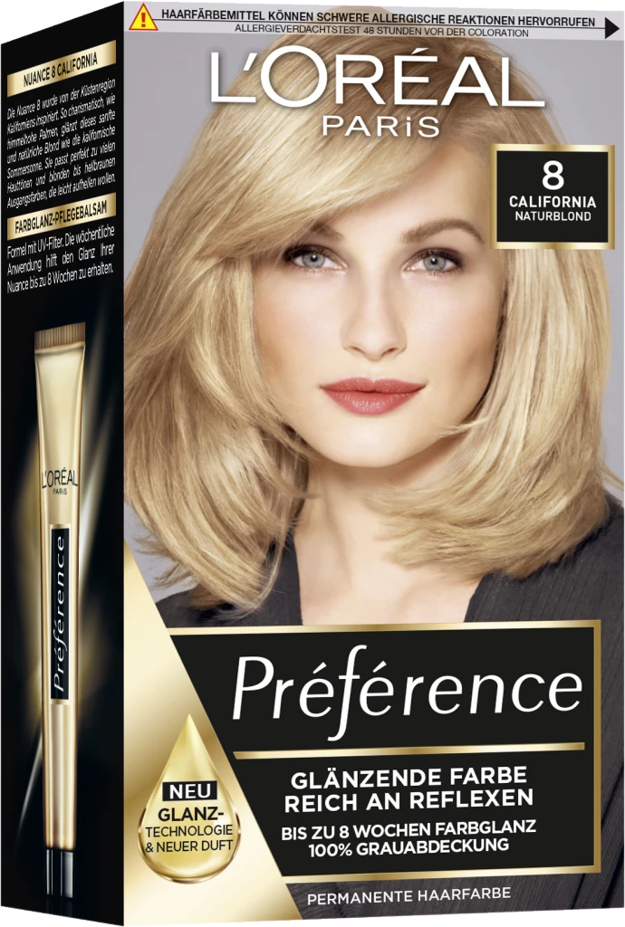 L’Oréal Paris Préférence Permanente Haarfarbe 8 Naturblond (California) 3 L’Oréal Paris Préférence Permanente Haarfarbe 8 Naturblond (California)