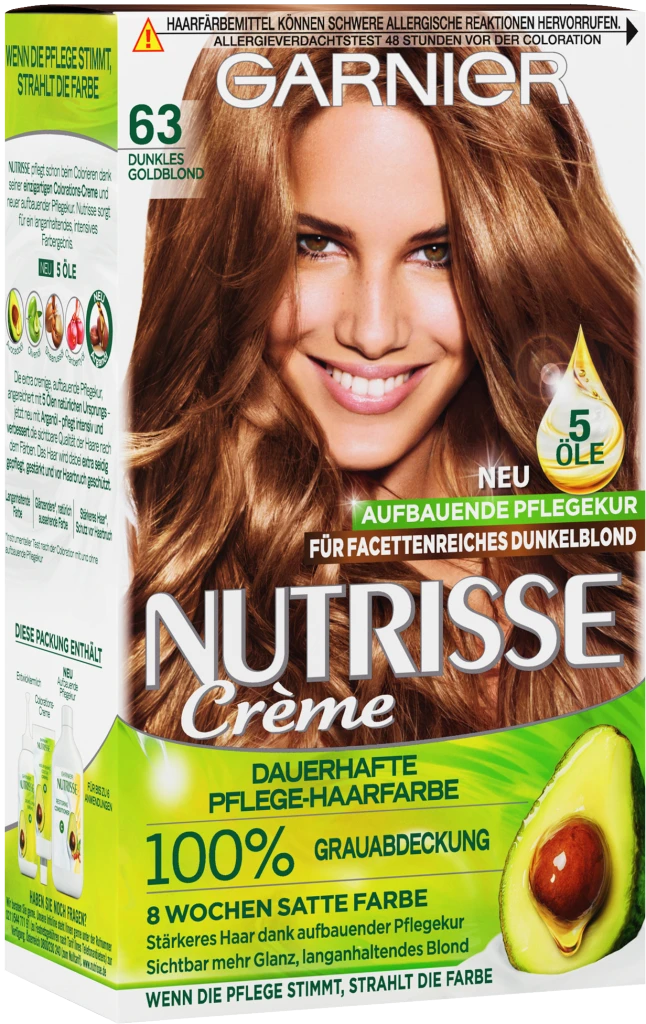 Garnier Nutrisse Creme 63 Dunkles Goldblond 3 Garnier Nutrisse Creme 63 Dunkles Goldblond