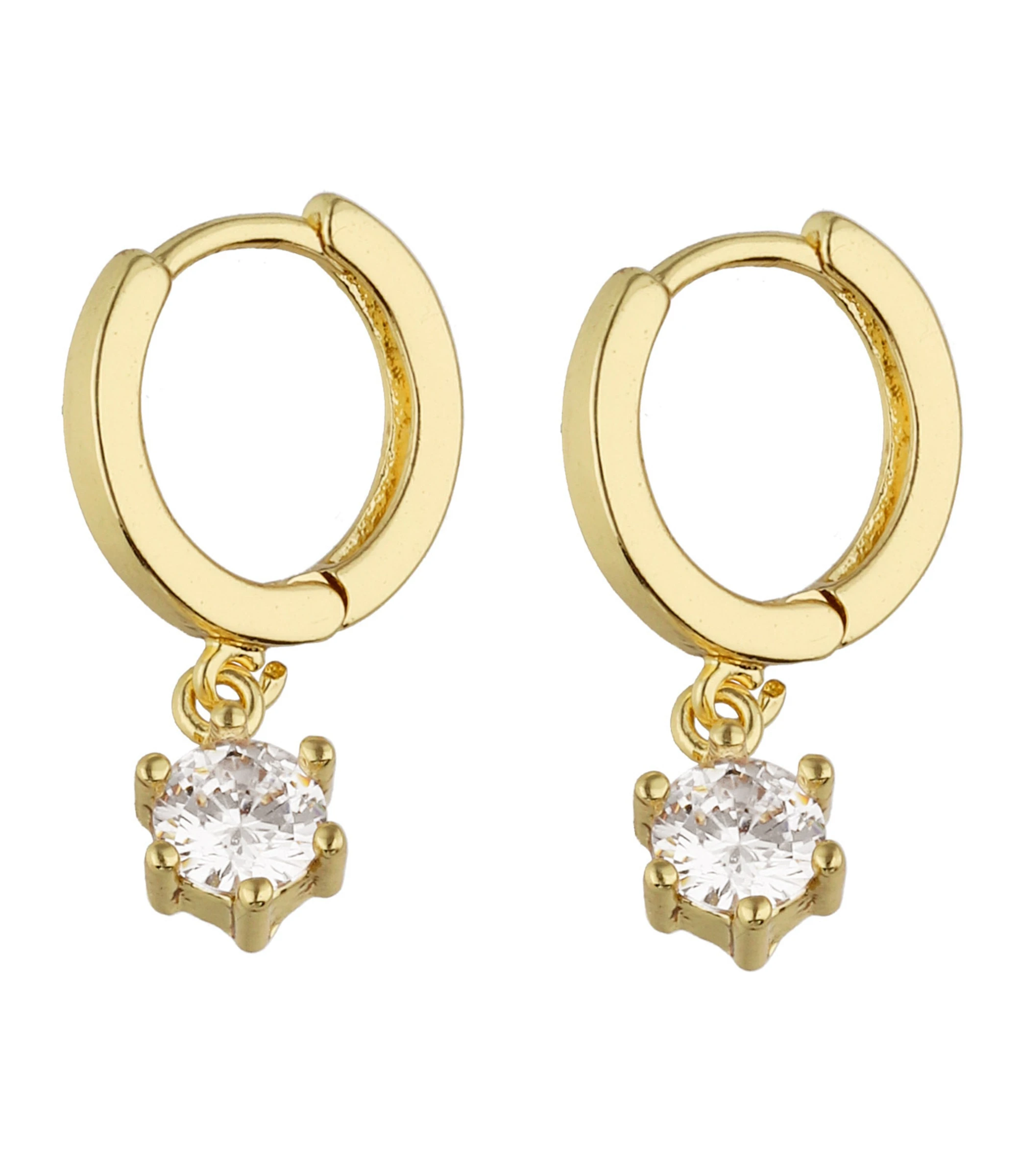 Accessories Creolen Goldglänzend Mit Zirkonia-Anhänger 3 Accessories Creolen Goldglänzend Mit Zirkonia-Anhänger