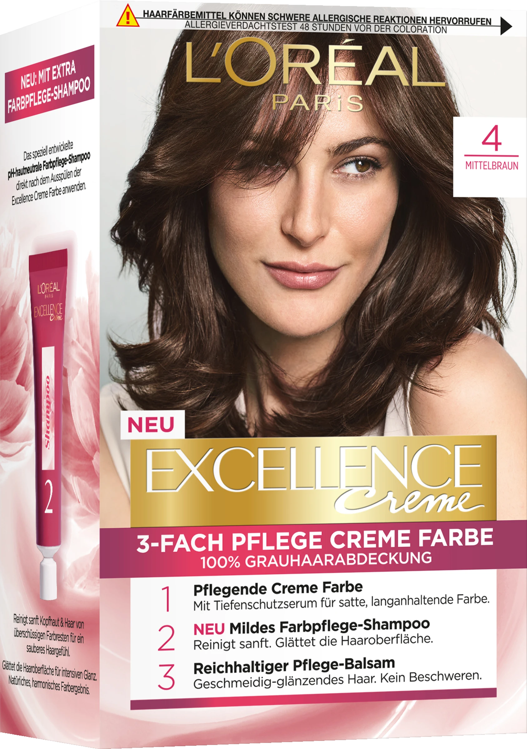 L’Oréal Paris Excellence Crème 4 Mittelbraun 3 L’Oréal Paris Excellence Crème 4 Mittelbraun