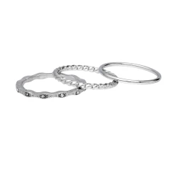 Accessories Beeline Ringe-Set 3-teilig Mit Strasssteinen Gr. L/XL