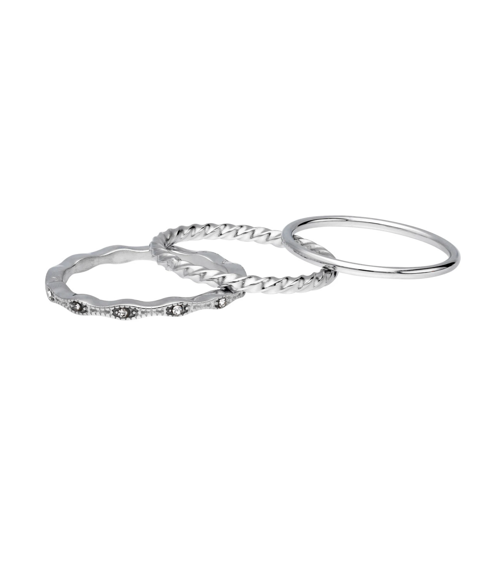Accessories Beeline Ringe-Set 3-teilig Mit Strasssteinen Gr. L/XL 3 Accessories Beeline Ringe-Set 3-teilig Mit Strasssteinen Gr. L/XL
