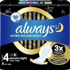 Always® Ultra Damenbinden Secure Night Mit Flügeln