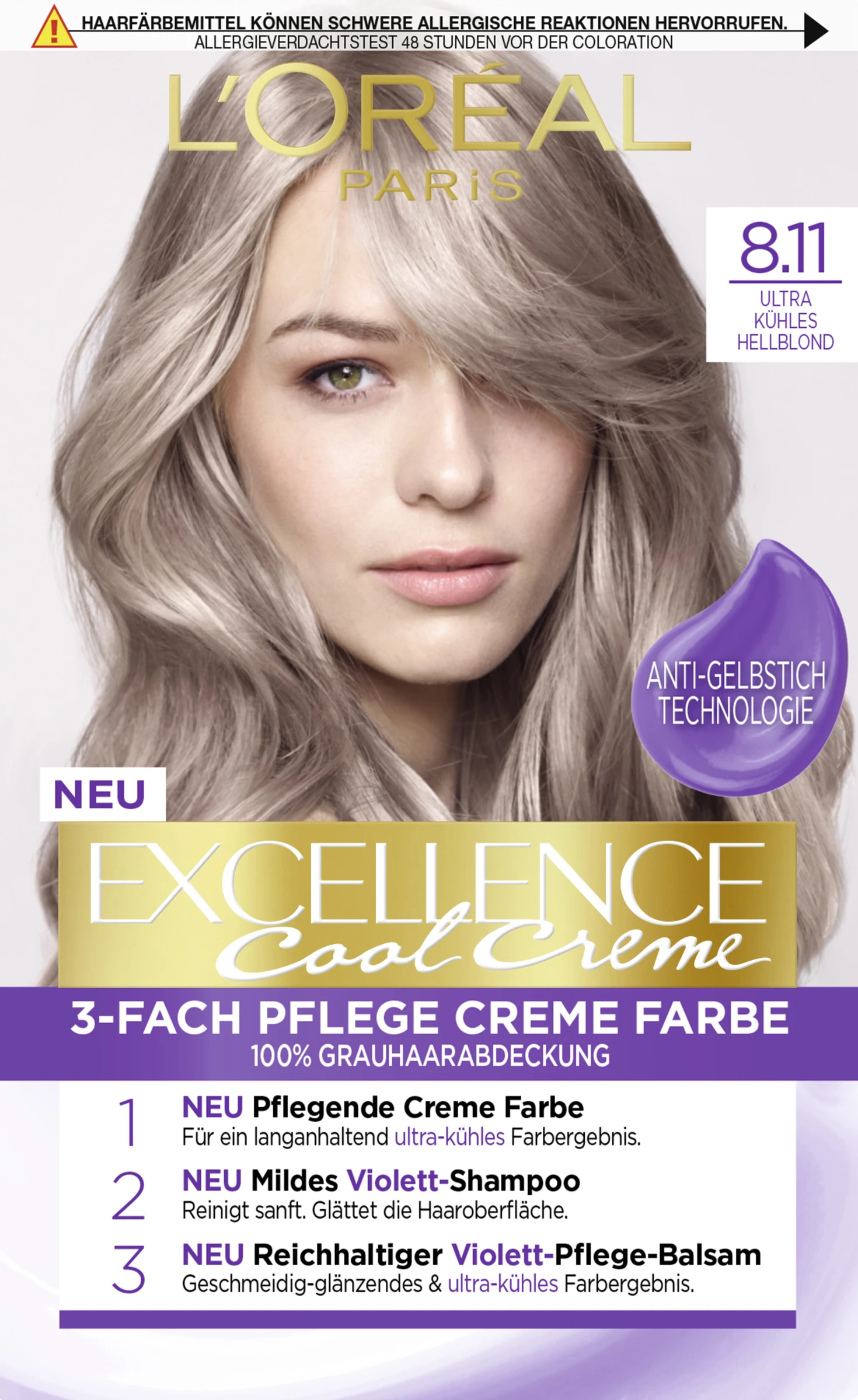 L’Oréal Paris Excellence Cool Creme 8.11 Ultra Kühles Hellblond 3 L’Oréal Paris Excellence Cool Creme 8.11 Ultra Kühles Hellblond