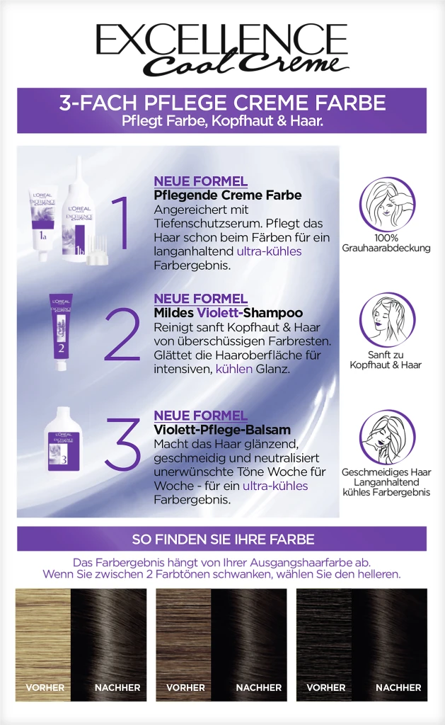 L’Oréal Paris Excellence Cool Creme 4.11 Ultra Kühles Mittelbraun 6 L’Oréal Paris Excellence Cool Creme 4.11 Ultra Kühles Mittelbraun – Bild 4