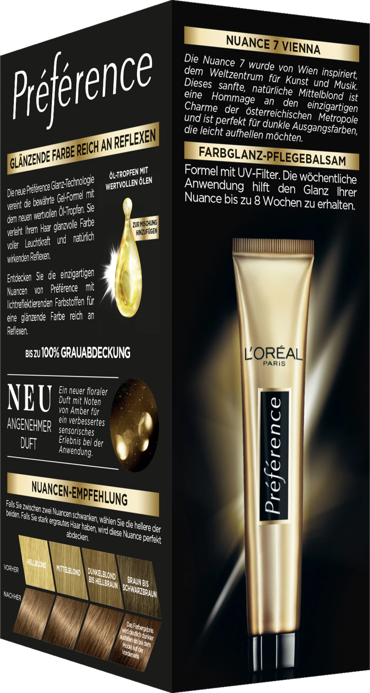 L’Oréal Paris Préférence Permanente Haarfarbe 7 Natur Mittelblond (Vienna) 4 L’Oréal Paris Préférence Permanente Haarfarbe 7 Natur Mittelblond (Vienna) – Bild 2
