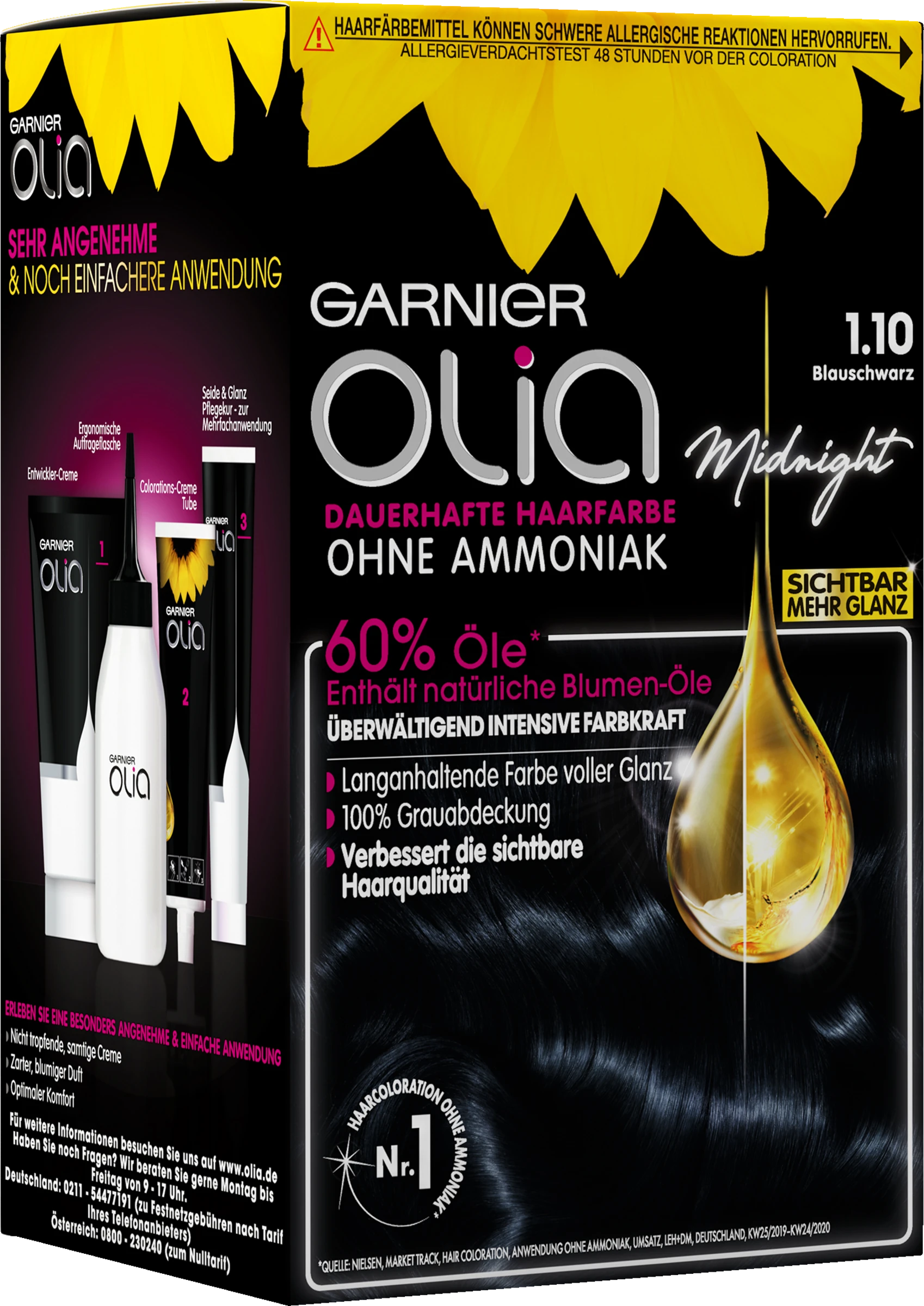 Garnier Olia 1.10 Blau Schwarz Dauerhafte Haarfarbe 4 Garnier Olia 1.10 Blau Schwarz Dauerhafte Haarfarbe – Bild 2