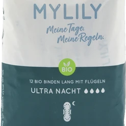 MYLILY Bio Binden Lang Mit Flügeln Ultra Nacht