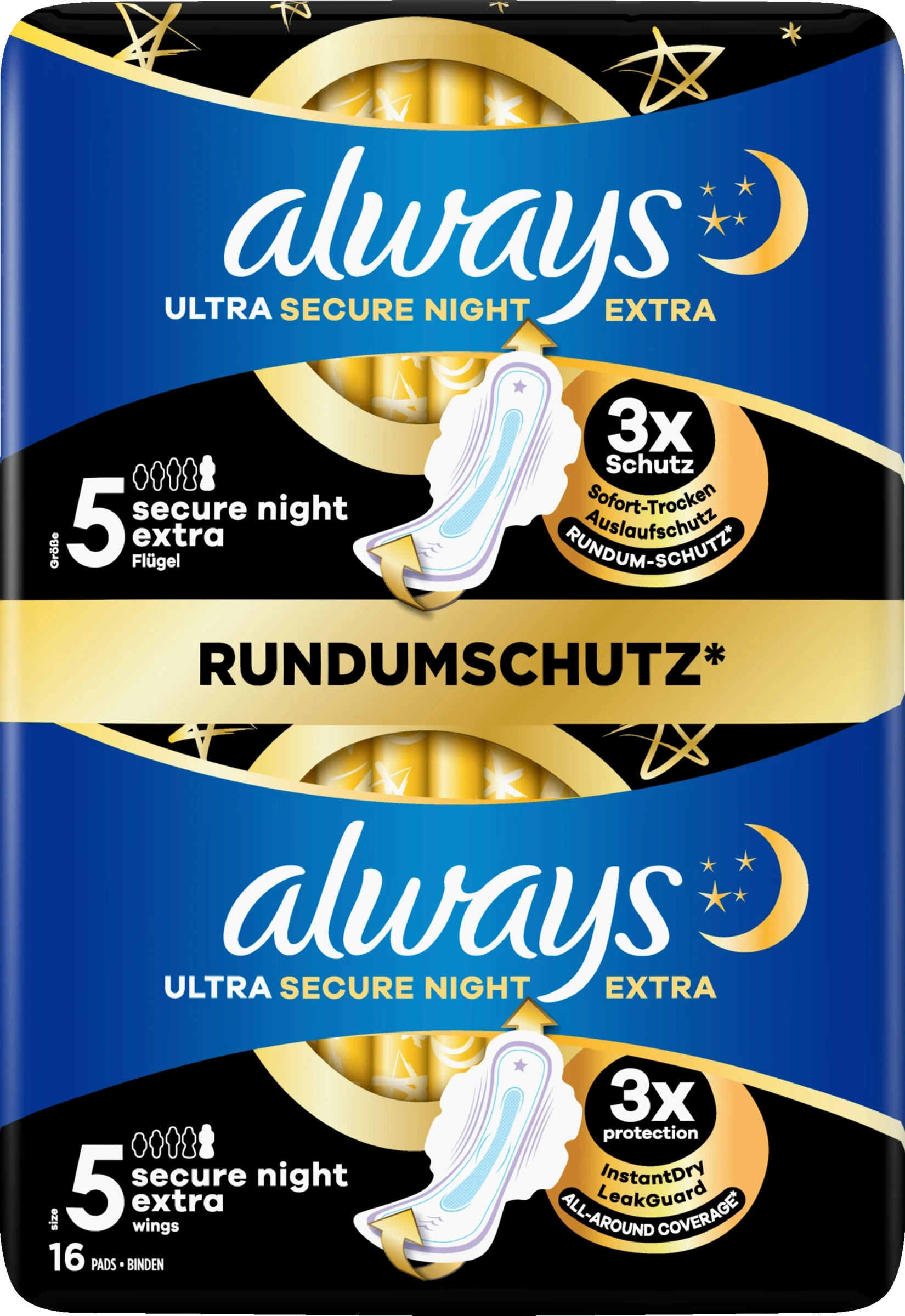 Always® Damenbinden Ultra Secure Night Extra Mit Flügeln Gr. 5 BigPack 3 Always® Damenbinden Ultra Secure Night Extra Mit Flügeln Gr. 5 BigPack