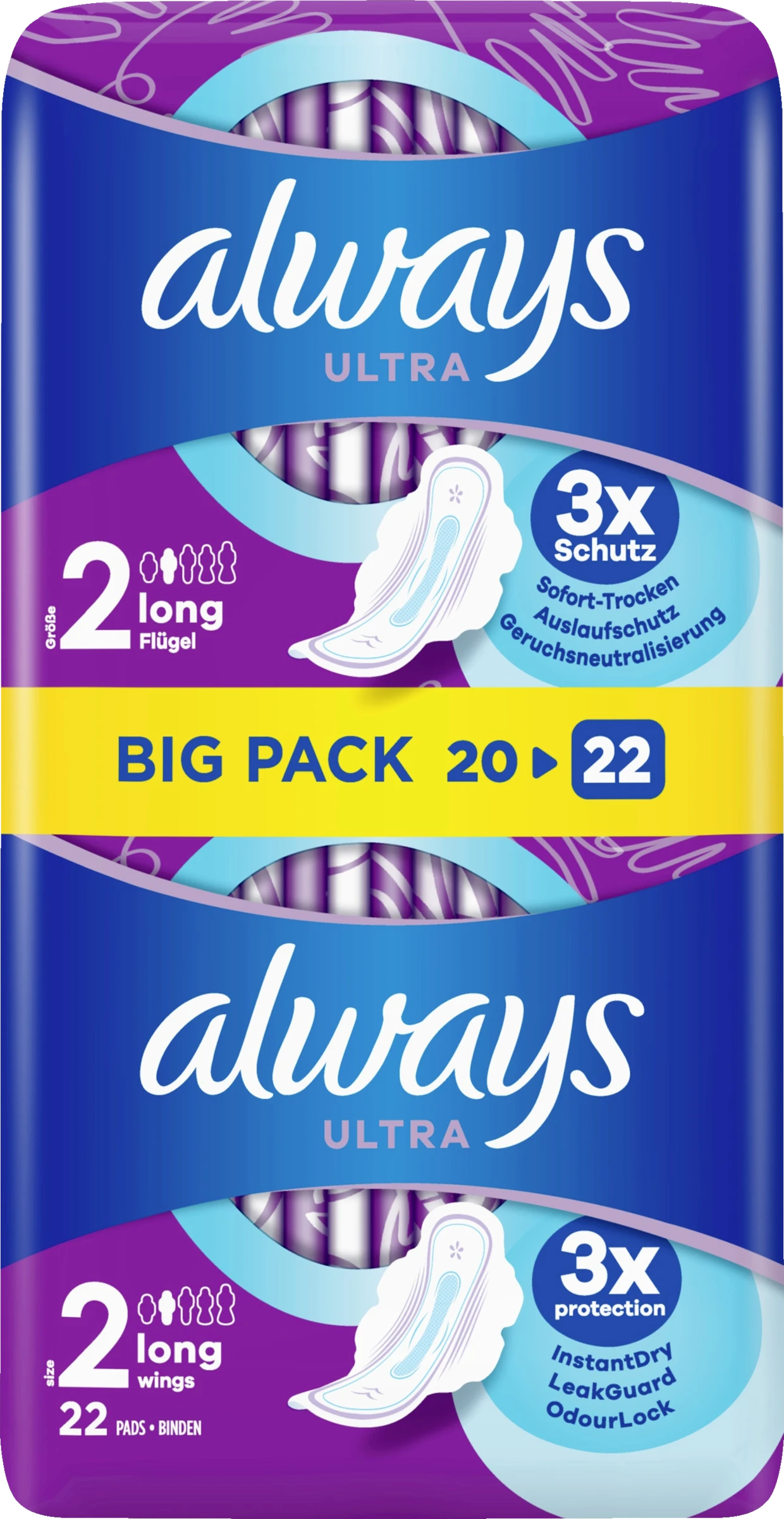 Always® Ultra Long Binden Mit Flügeln Big Pack 3 Always® Ultra Long Binden Mit Flügeln Big Pack