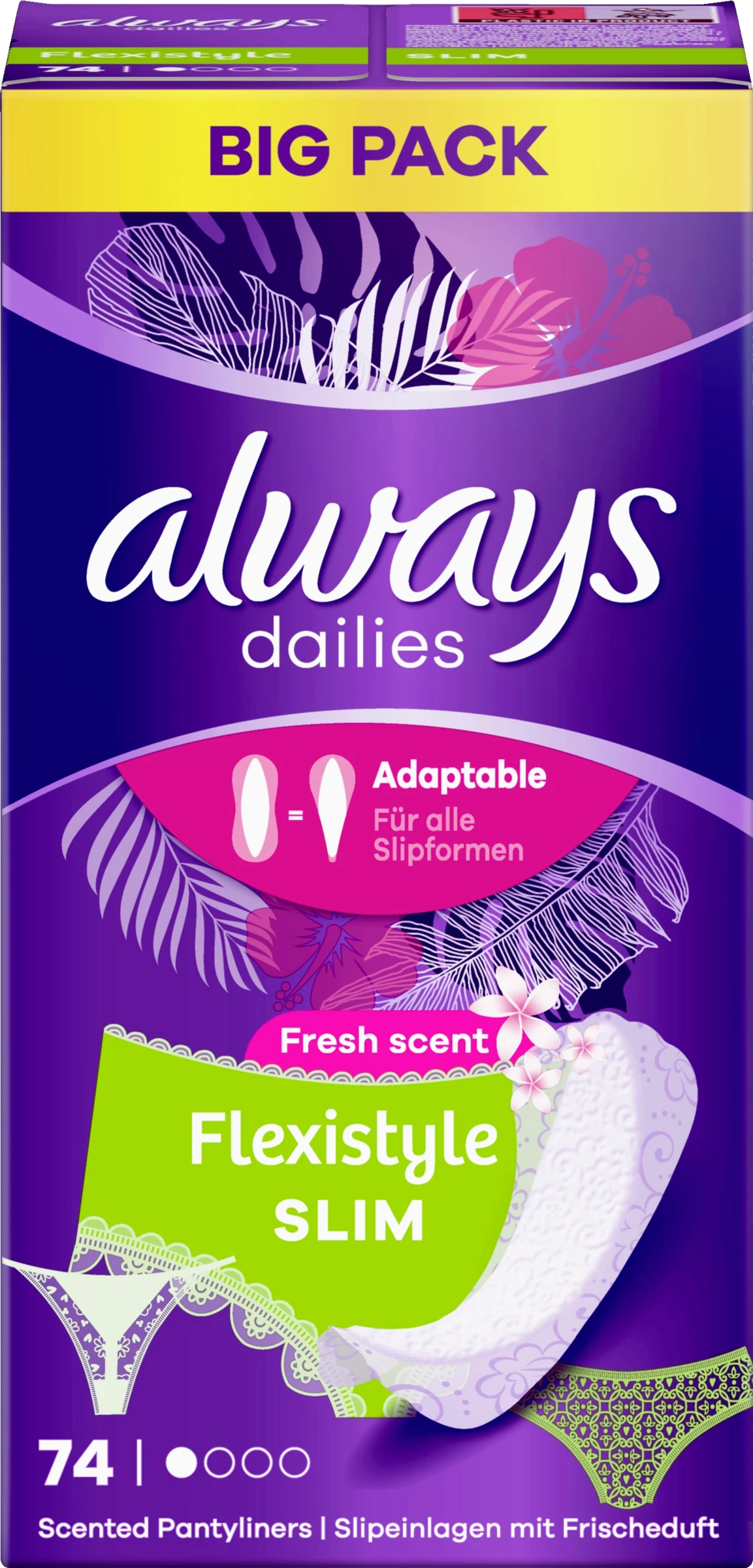 Always® Dailies Flexistyle Slim Fresh Scent Slipeinlagen Big Pack 3 Always® Dailies Flexistyle Slim Fresh Scent Slipeinlagen Big Pack