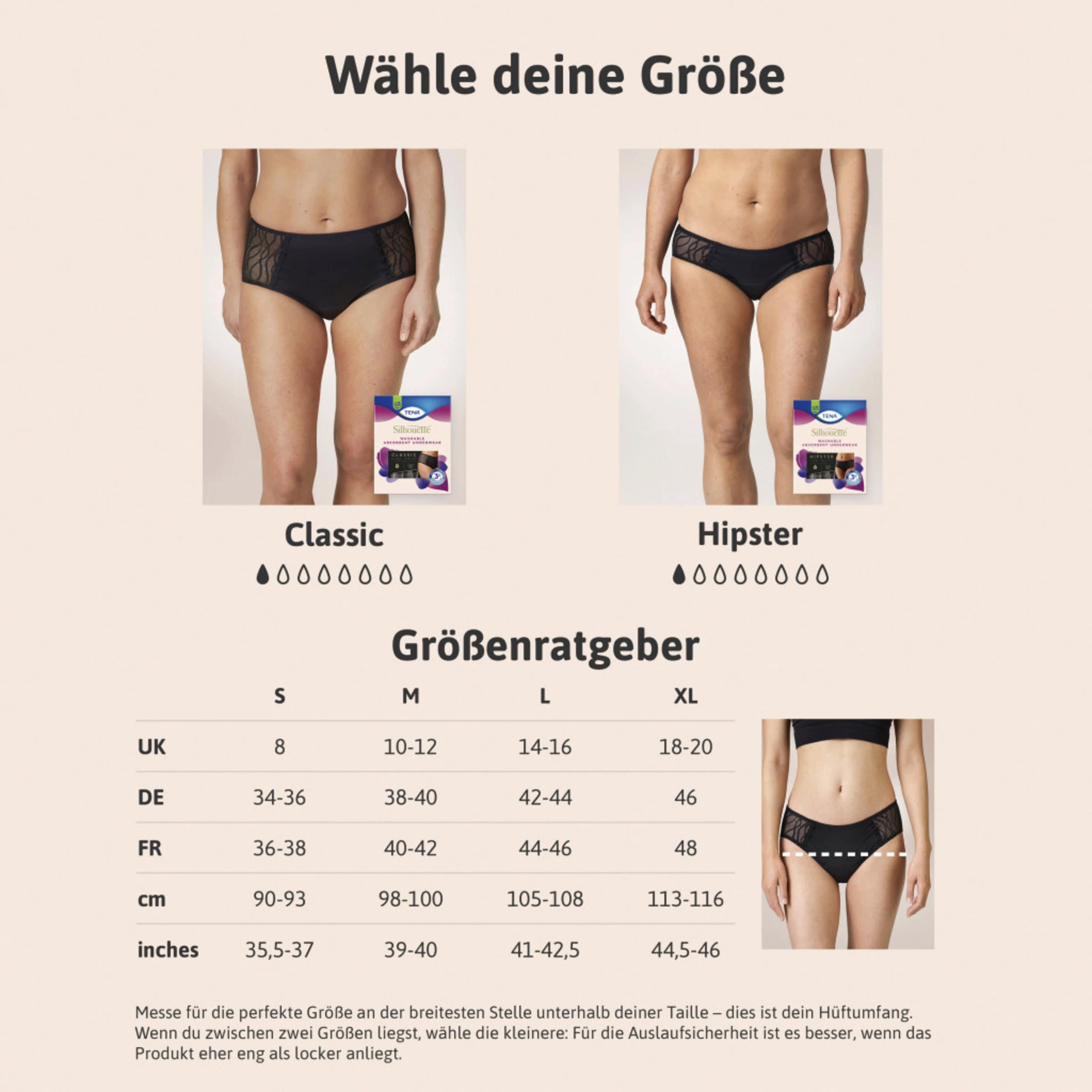 TENA Silhouette Waschbare Unterwäsche Hipster Schwarz L 8 TENA Silhouette Waschbare Unterwäsche Hipster Schwarz L – Bild 6