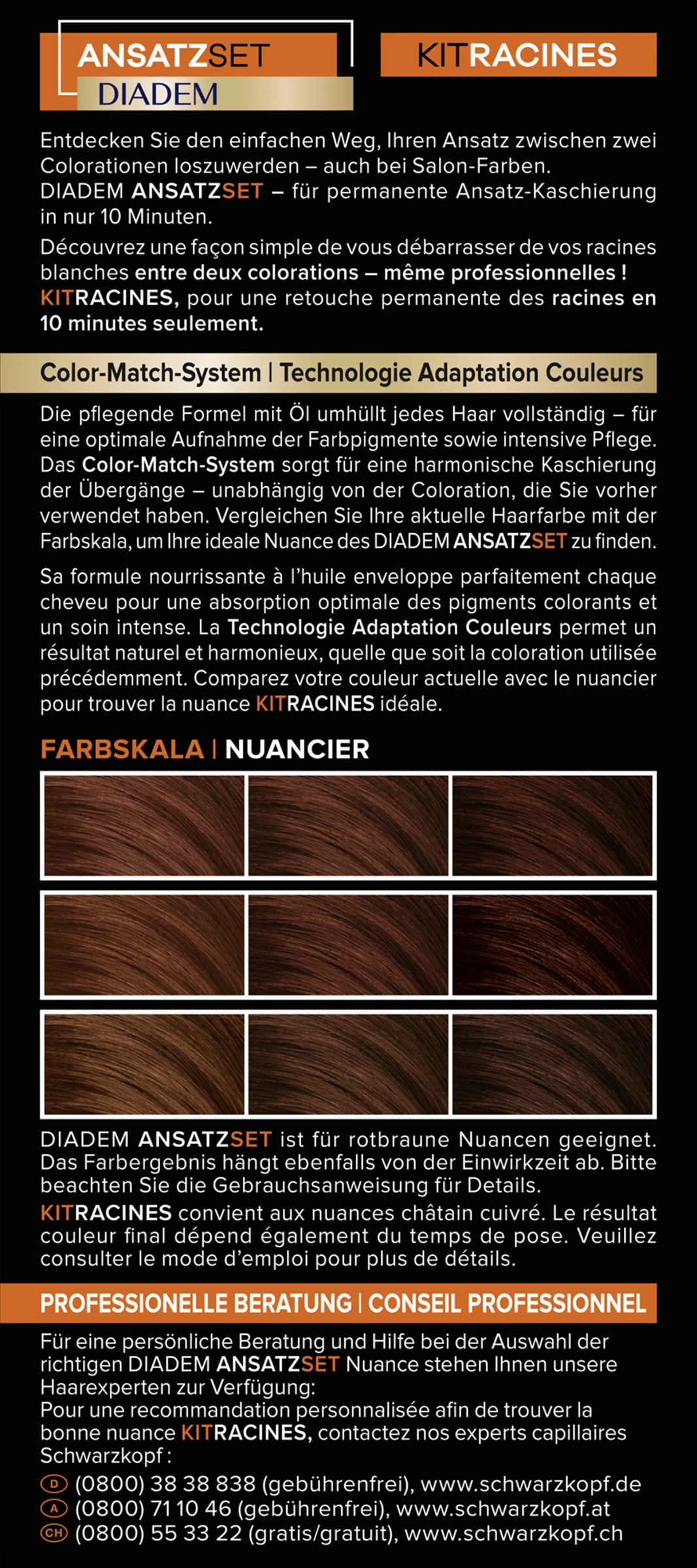 Schwarzkopf Diadem Ansatzset Ansatz-Kaschierung A3 Rotbraun 6 Schwarzkopf Diadem Ansatzset Ansatz-Kaschierung A3 Rotbraun – Bild 4