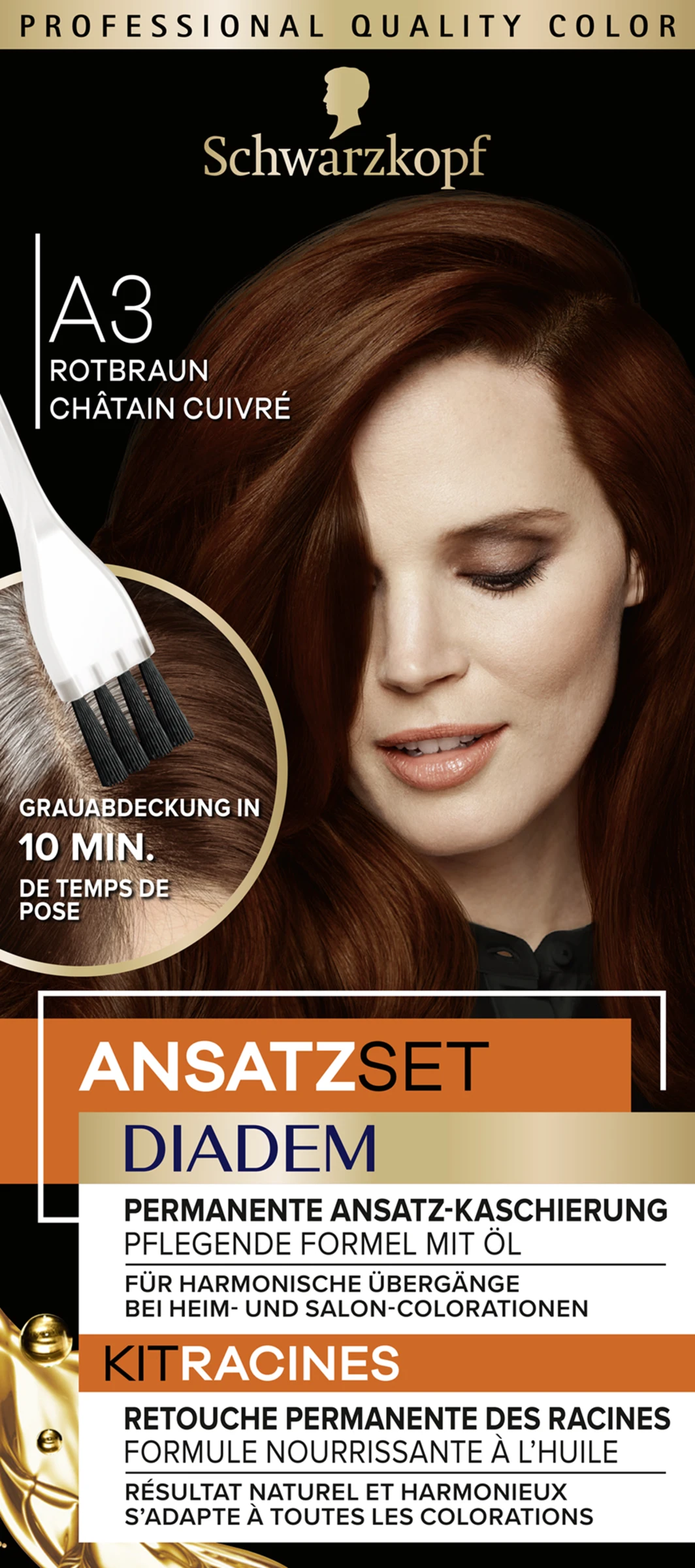 Schwarzkopf Diadem Ansatzset Ansatz-Kaschierung A3 Rotbraun 3 Schwarzkopf Diadem Ansatzset Ansatz-Kaschierung A3 Rotbraun