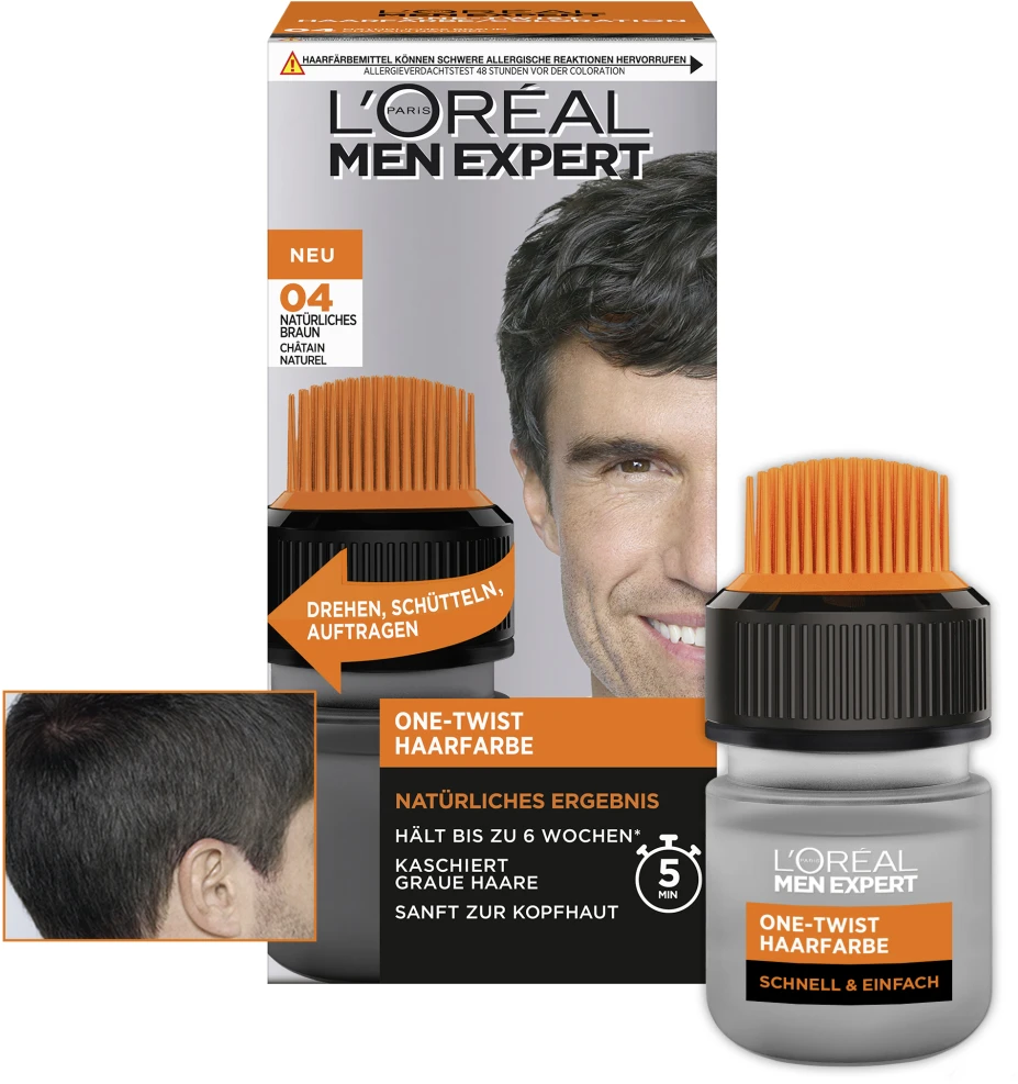 L’Oréal Paris Men Expert One-Twist Haarfarbe 04 Natürliches Braun 6 L’Oréal Paris Men Expert One-Twist Haarfarbe 04 Natürliches Braun – Bild 4