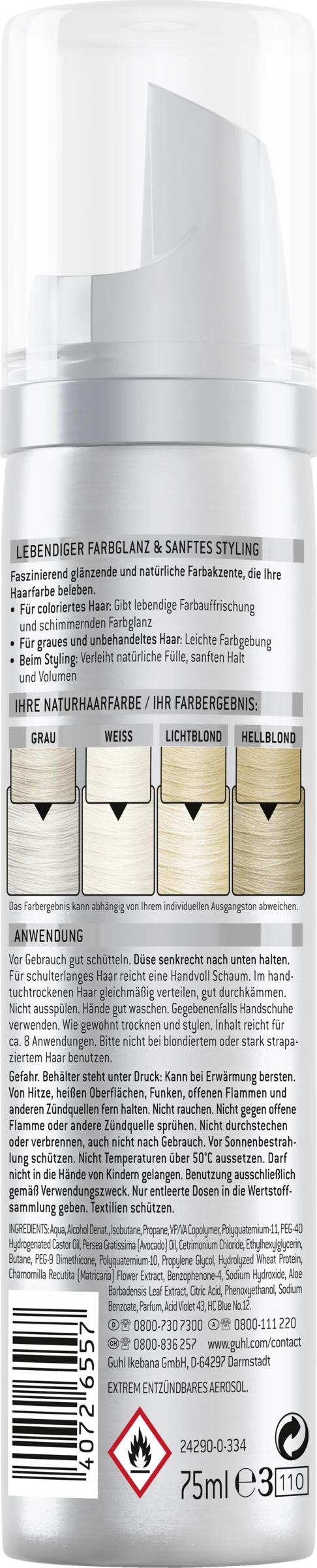 Guhl Schaumtönungsfestiger Silberblond 98 4 Guhl Schaumtönungsfestiger Silberblond 98 – Bild 2
