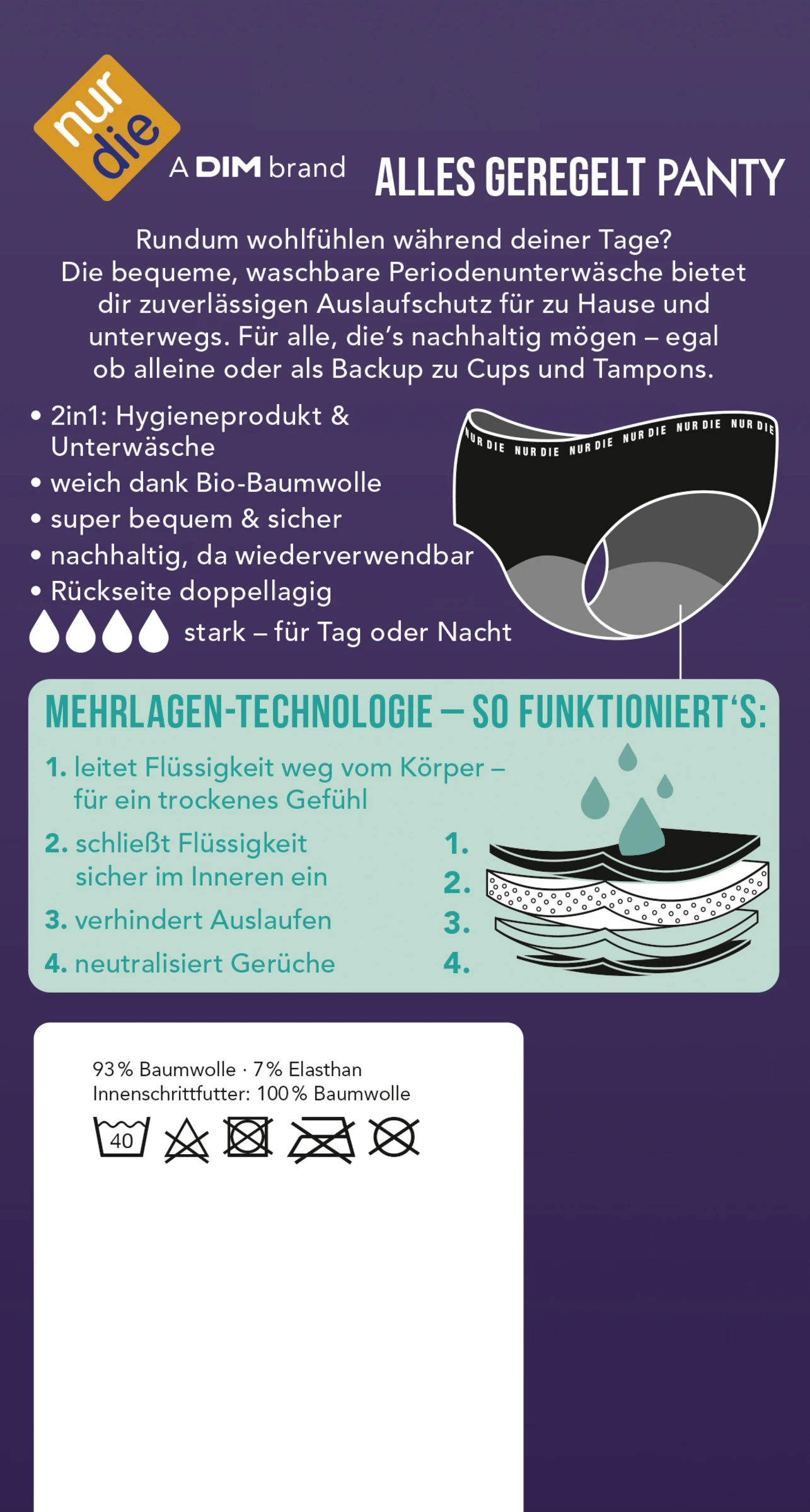Nur Die Periodenunterwäsche Panty Stark Schwarz Gr. S 36-38 5 Nur Die Periodenunterwäsche Panty Stark Schwarz Gr. S 36-38 – Bild 3