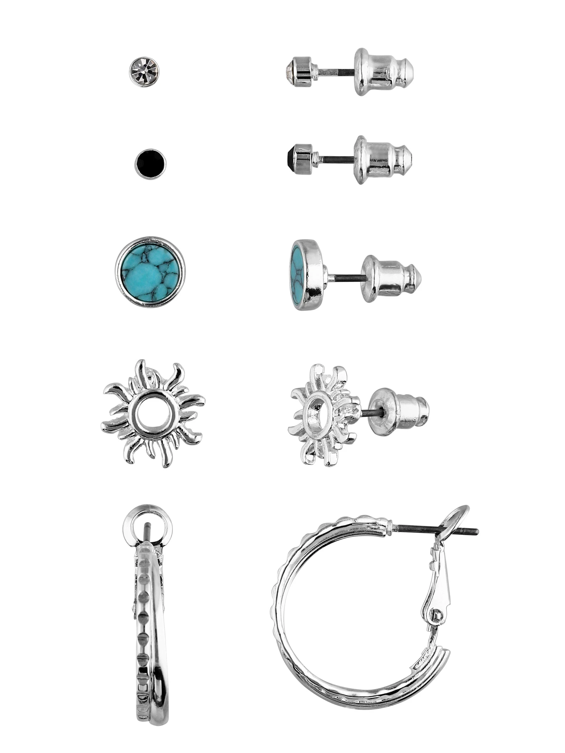 Accessories Ohrschmuck-Set Mit Howlith-Schmucksteinen Und Strasssteinen 3 Accessories Ohrschmuck-Set Mit Howlith-Schmucksteinen Und Strasssteinen