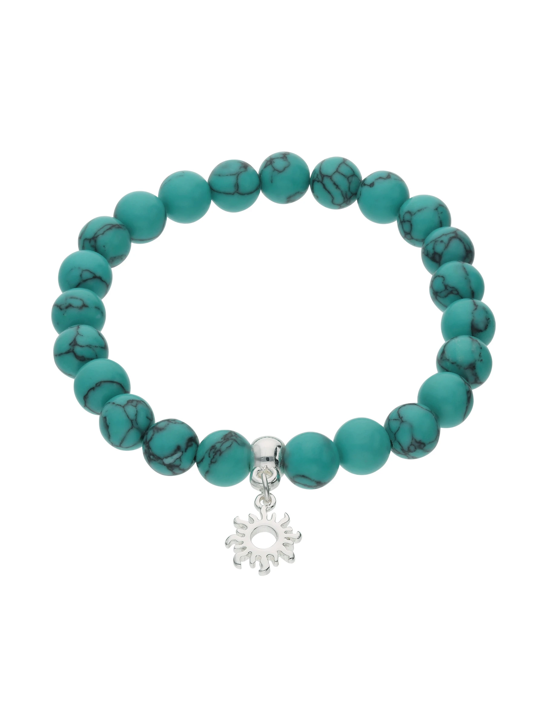 Accessories Flexibles Armband Mit Sonnen-Anhänger Und Howlith-Schmucksteinen 3 Accessories Flexibles Armband Mit Sonnen-Anhänger Und Howlith-Schmucksteinen