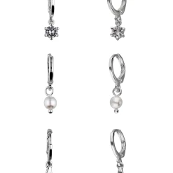 Accessories Huggie-Creolen-Set Mit Schmetterling, Zirkonia-Stein Und Zierperle