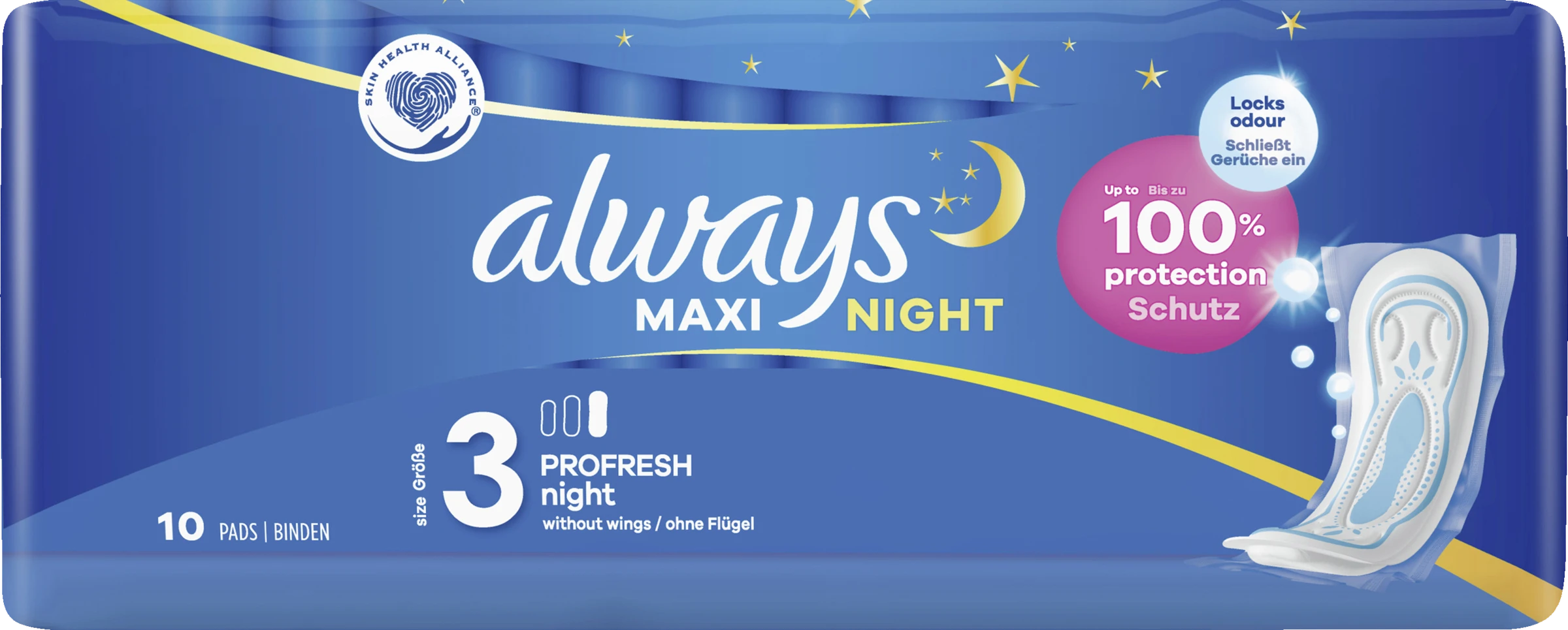 Always® Maxi Night PROFRESH Night Binden Ohne Flügel 6 Always® Maxi Night PROFRESH Night Binden Ohne Flügel – Bild 4