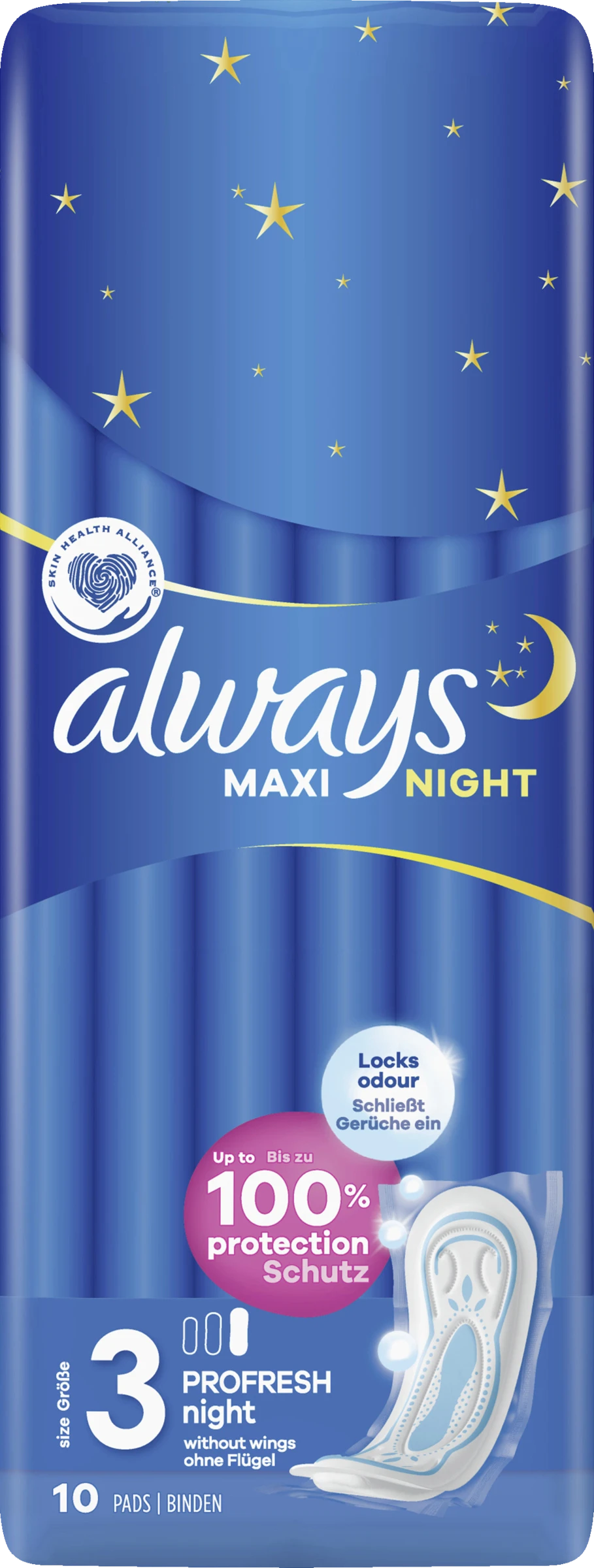 Always® Maxi Night PROFRESH Night Binden Ohne Flügel 3 Always® Maxi Night PROFRESH Night Binden Ohne Flügel