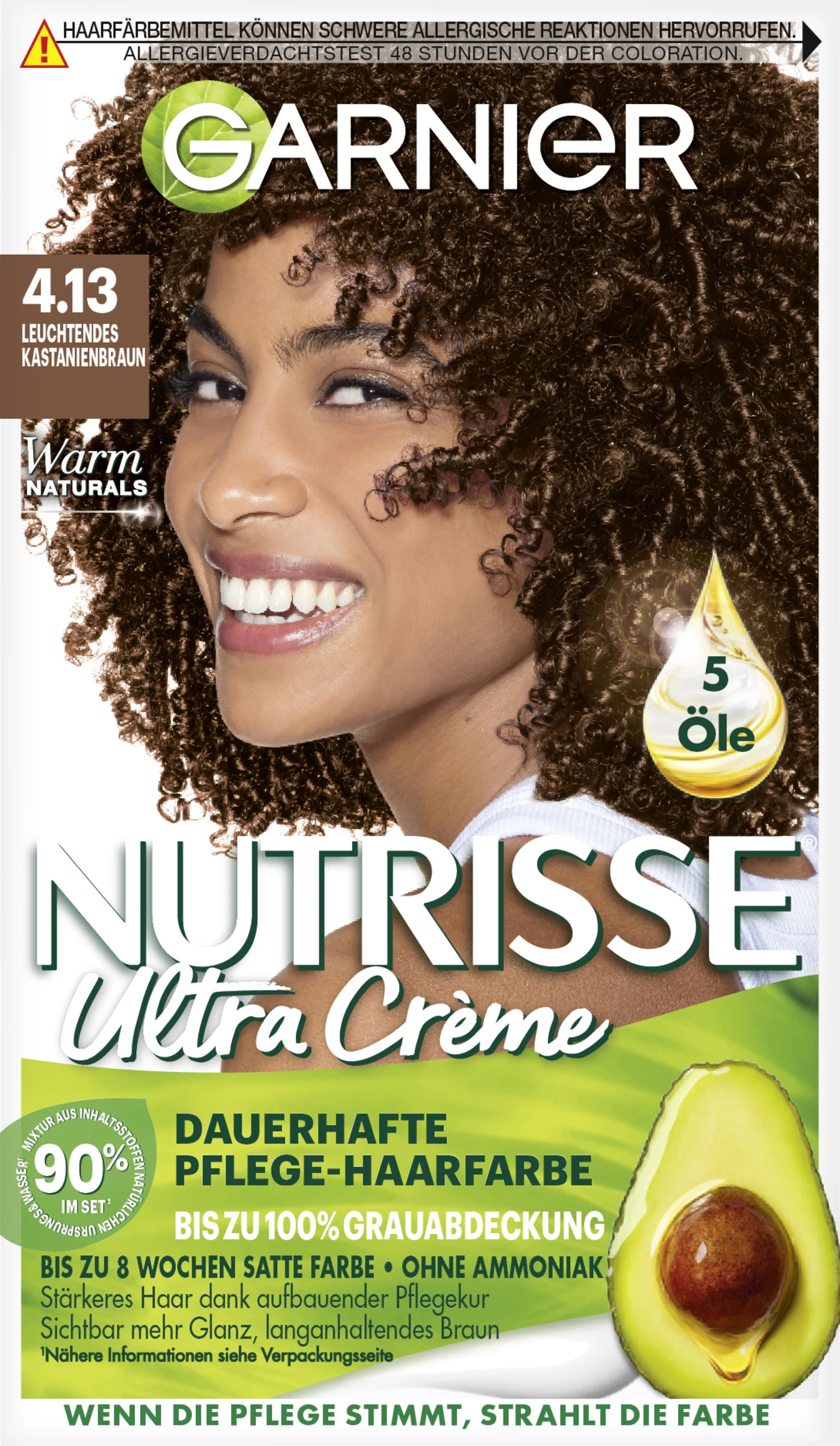 Garnier Nutrisse Ultra Creme Dauerhafte Pflege-Haarfarbe 4.13 Leuchtendes Kastanienbraun 3 Garnier Nutrisse Ultra Creme Dauerhafte Pflege-Haarfarbe 4.13 Leuchtendes Kastanienbraun