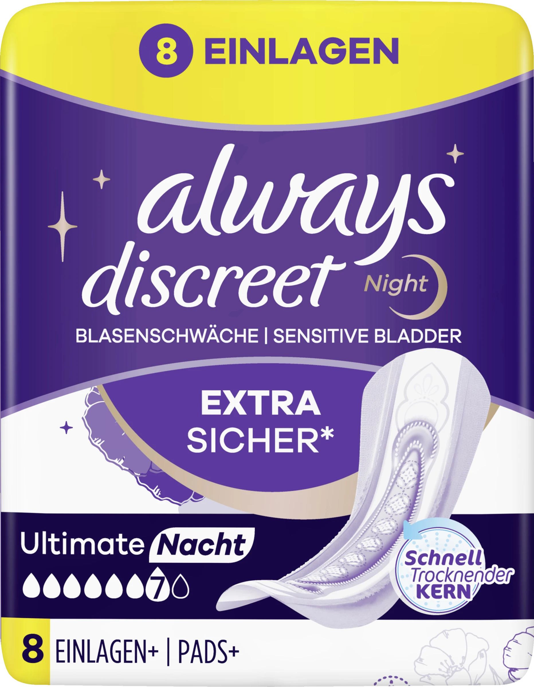 Always® Discreet Inkontinenz-Einlagen+ Ultimate Nacht 3 Always® Discreet Inkontinenz-Einlagen+ Ultimate Nacht