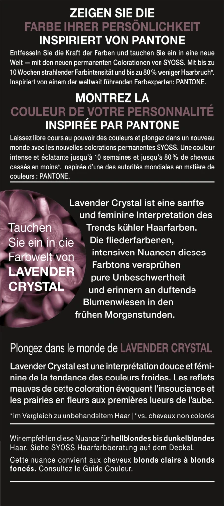 Syoss Professional Performance Permanente Coloration 18-3530 Lavender Crystal 7 Syoss Professional Performance Permanente Coloration 18-3530 Lavender Crystal – Bild 5