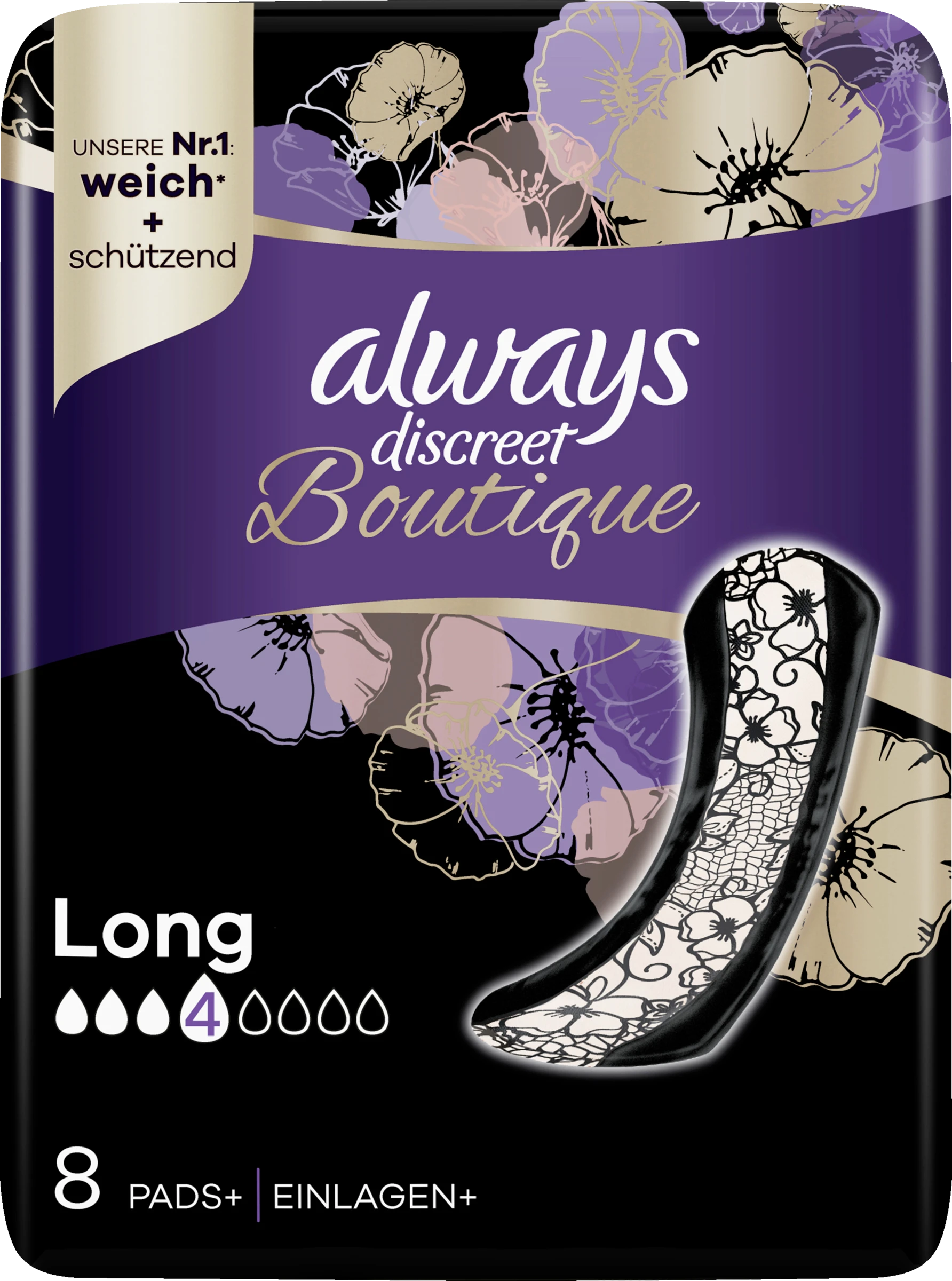 Always® Discreet Boutique Inkontinenz-Einlagen Long 6 Always® Discreet Boutique Inkontinenz-Einlagen Long – Bild 4