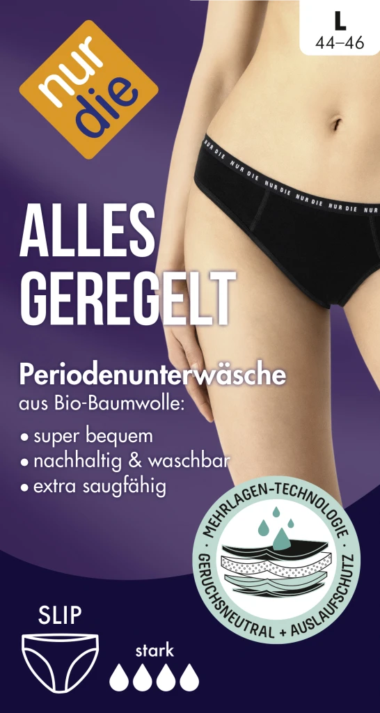 Nur Die Periodenunterwäsche Slip Stark Schwarz Gr. L 44-46 3 Nur Die Periodenunterwäsche Slip Stark Schwarz Gr. L 44-46
