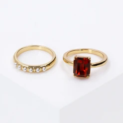 Alternative view of Accessories Vergoldetes Ring-Set Von Angelina Pannek Gr. 58