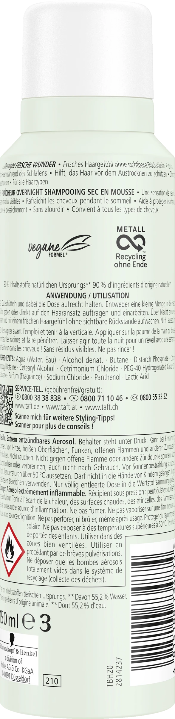 Schwarzkopf Taft Overnight Frische Wunder Trockenshampoo Schaum 4 Schwarzkopf Taft Overnight Frische Wunder Trockenshampoo Schaum – Bild 2