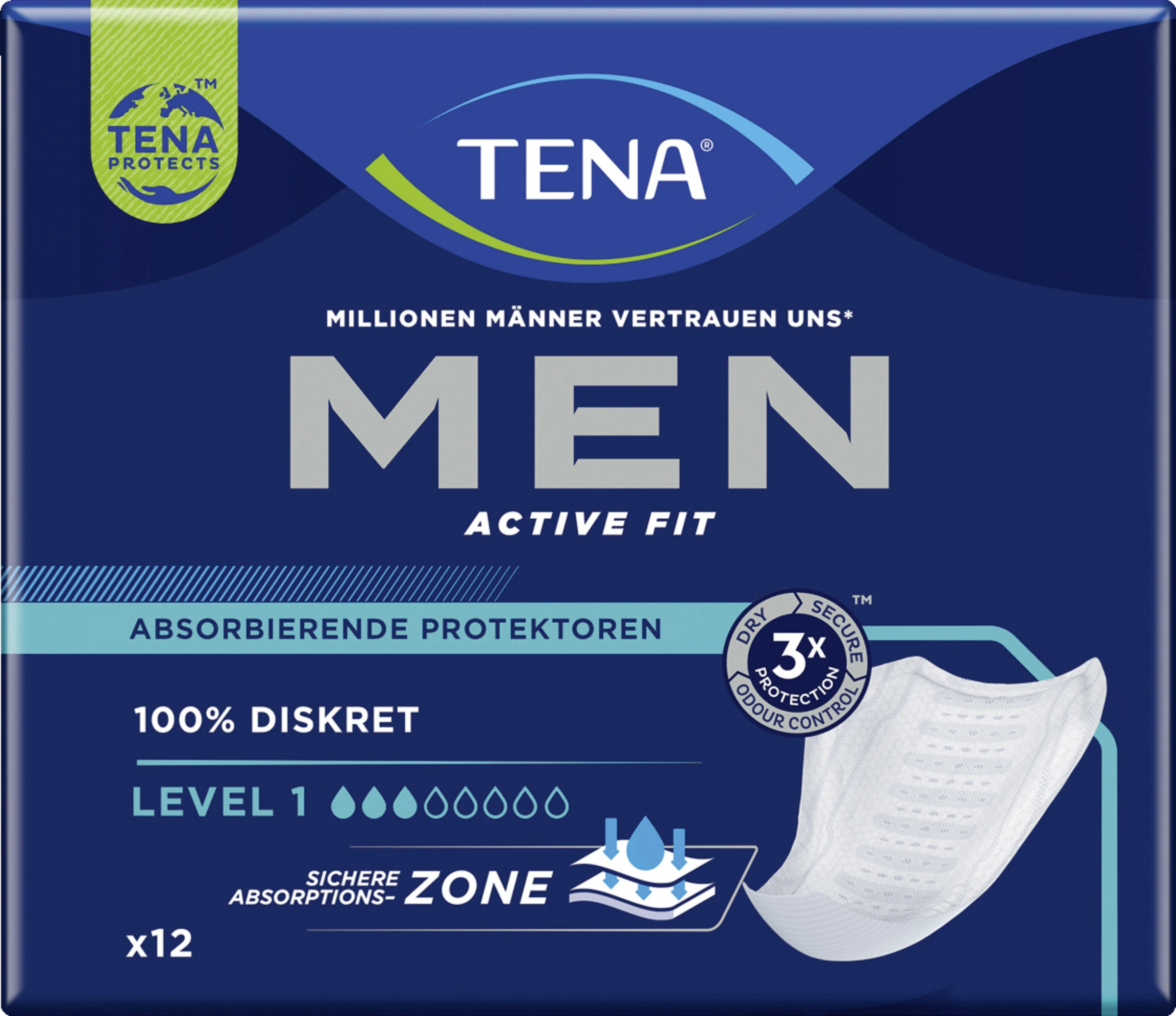 TENA Men Achtive Fit Absorbierende Protektoren Einlagen Level 1 3 TENA Men Achtive Fit Absorbierende Protektoren Einlagen Level 1
