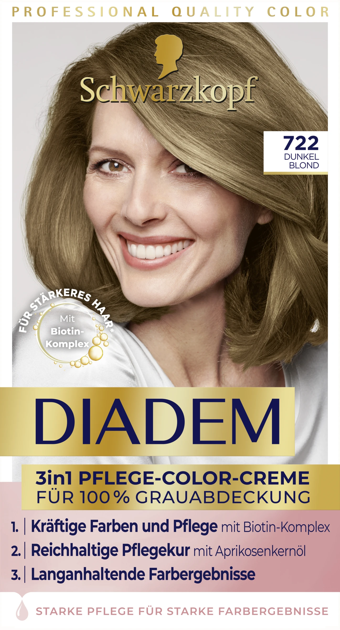 Schwarzkopf Diadem 3in1 Pflege-Color-Creme 722 Dunkel Blond 3 Schwarzkopf Diadem 3in1 Pflege-Color-Creme 722 Dunkel Blond
