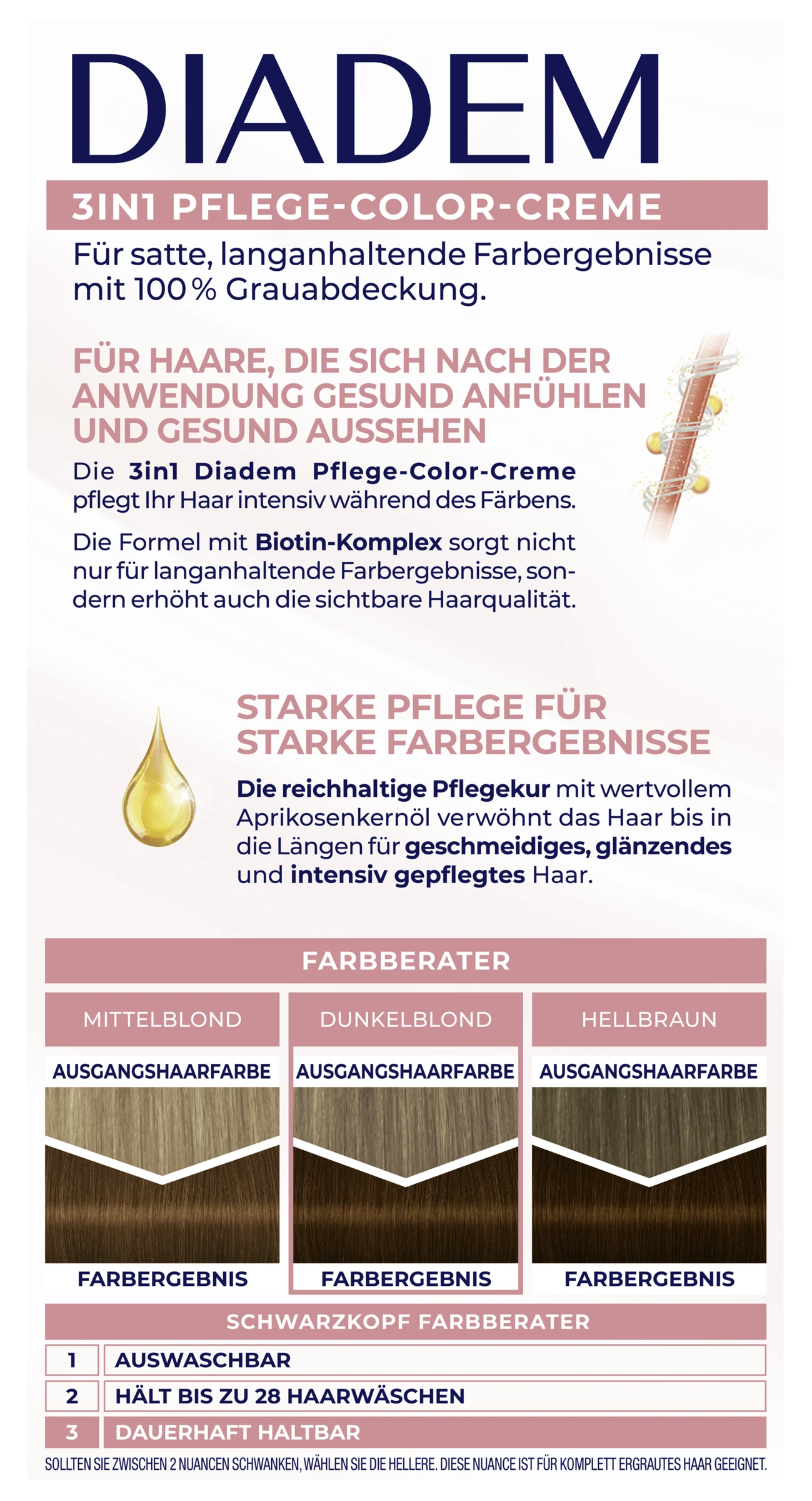 Schwarzkopf Diadem 3in1 Pflege-Color-Creme 718 Haselnuss 6 Schwarzkopf Diadem 3in1 Pflege-Color-Creme 718 Haselnuss – Bild 4