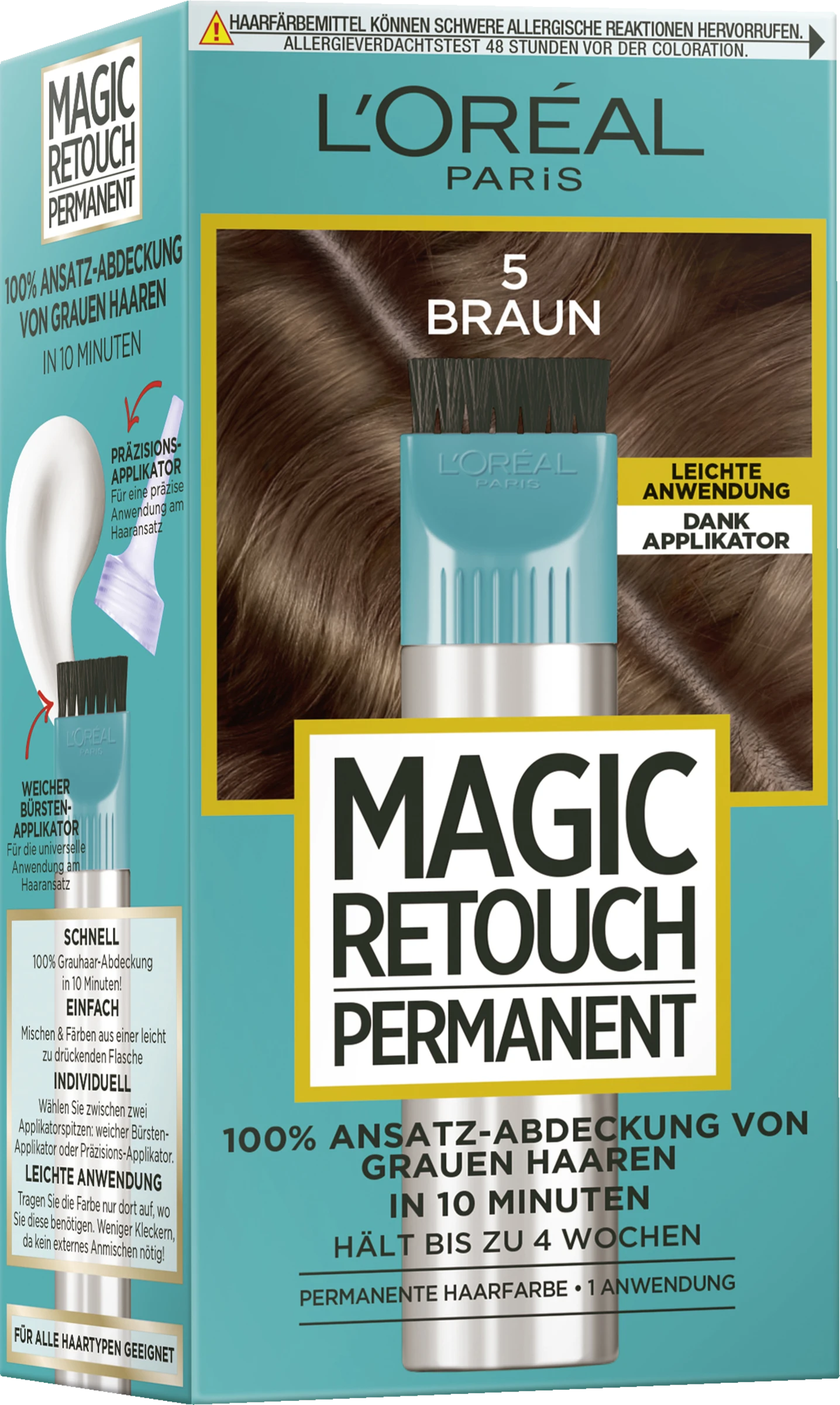L’Oréal Paris Magic Retouch Permanent Ansatz-Abdeckung 5 Braun 3 L’Oréal Paris Magic Retouch Permanent Ansatz-Abdeckung 5 Braun